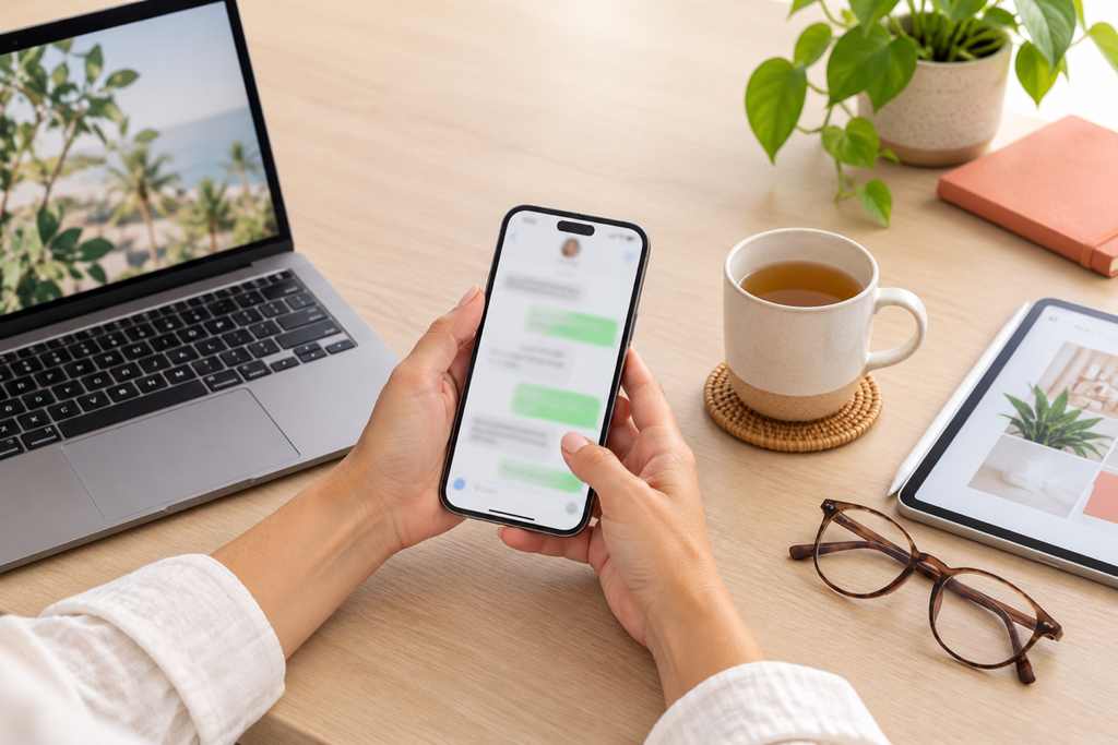 Guía de inteligencia artificial para mujeres de más de 40: mujer usando una IA en su celular